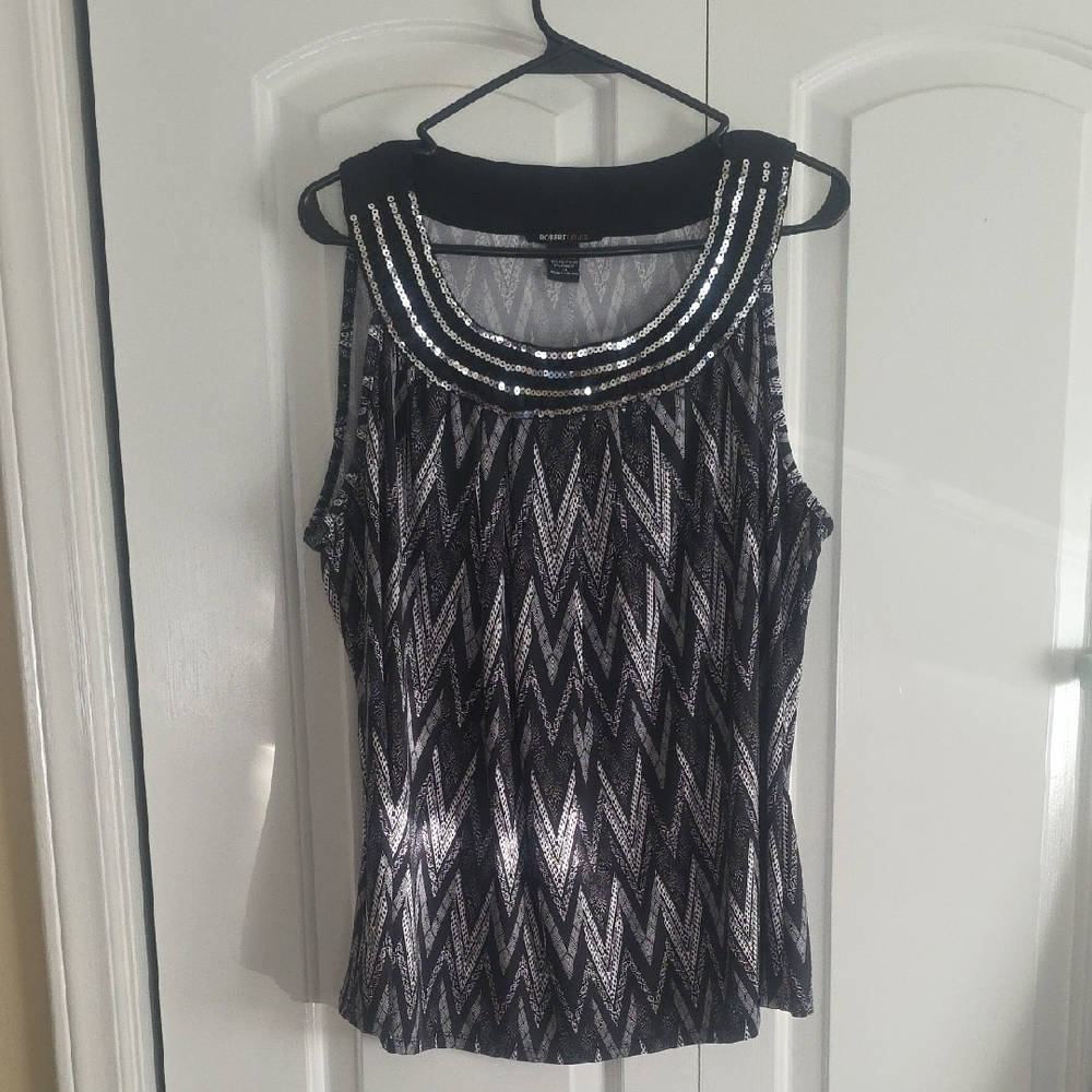 Robert Louis Black and Silver Zigzag Blouse